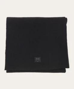 Knowledge Cotton Apparel Rib Knit Wool Scarf Black Jet