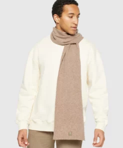 Knowledge Cotton Apparel Rib Knit Wool Scarf Kelp Melange