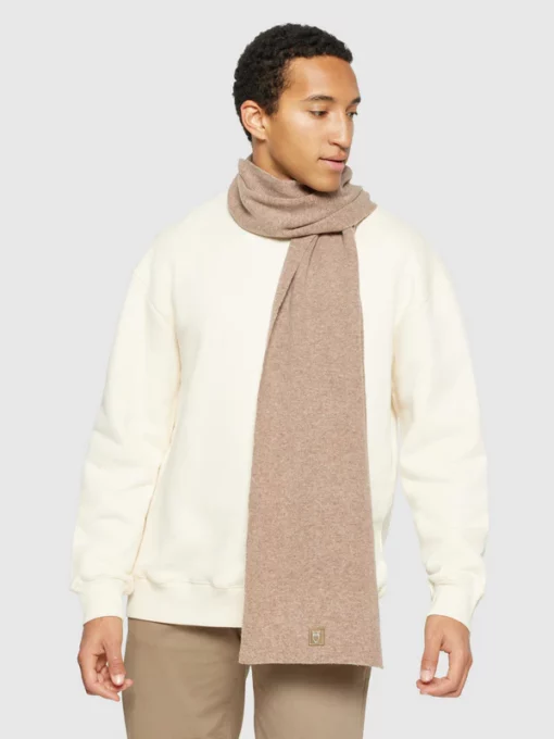Knowledge Cotton Apparel Rib Knit Wool Scarf Kelp Melange