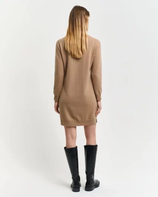 Gant Woman Superfine Lambswool Dress Caramel Beige
