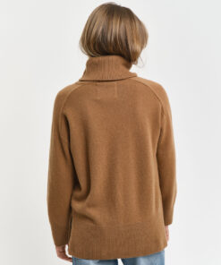 Gant Woman Herringbone Detail Rollneck Cocao Brown