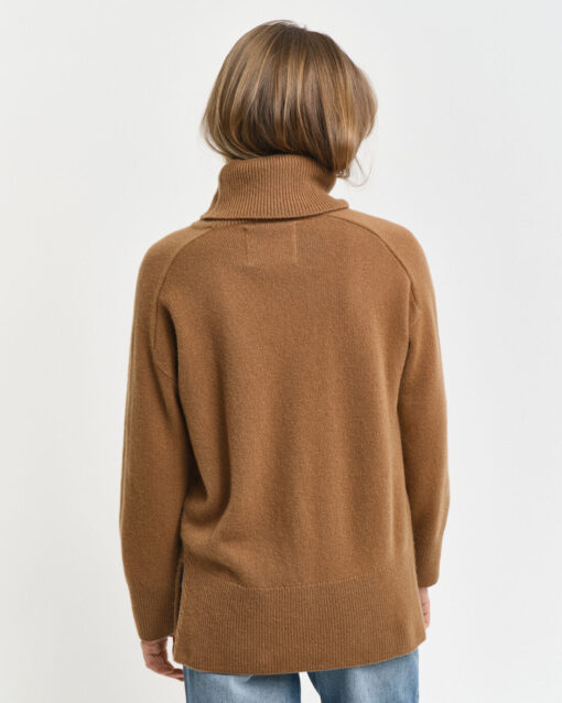 Gant Woman Herringbone Detail Rollneck Cocao Brown