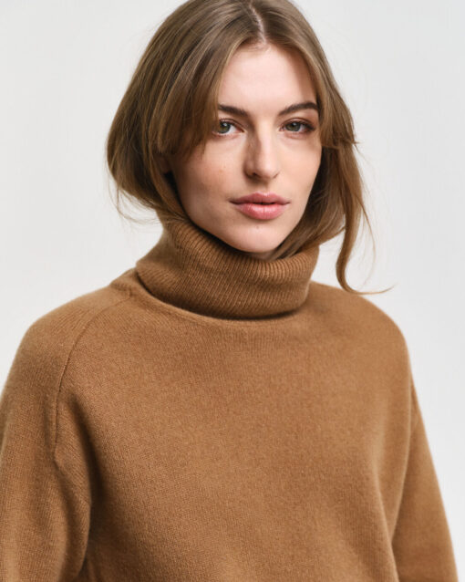 Gant Woman Herringbone Detail Rollneck Cocao Brown