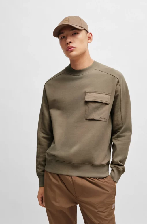 Boss Pocket Cargo Sweatshirt Light Brown