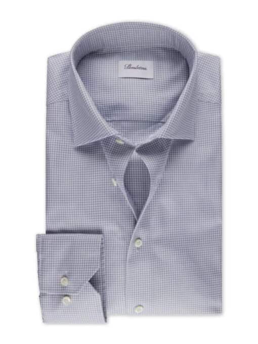 Stenströms Grey Houndstooth Oxford Shirt