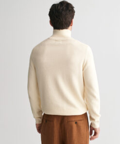 Gant Cotton MIcro Textured Half Zip Cream