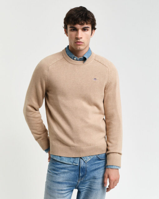 Gant Casual Cotton Sweater Khaki Melange