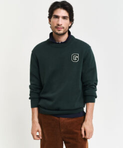 Gant Badge C-Neck Sweater Tartan Green