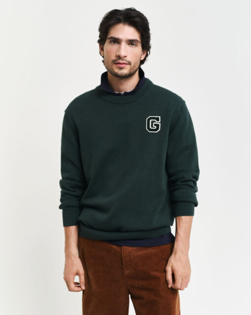 Gant Badge C-Neck Sweater Tartan Green