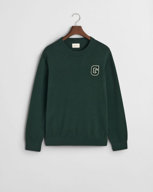 Gant Badge C-Neck Sweater Tartan Green