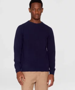 Knowledge Cotton Apparel Lambswool Knit Total Eclipse