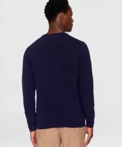 Knowledge Cotton Apparel Lambswool Knit Total Eclipse