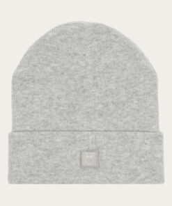 Knowledge Cotton Apparel Leaf Organic Wool Beanie Grey Melange
