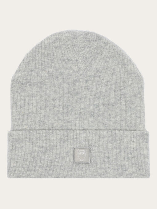 Knowledge Cotton Apparel Leaf Organic Wool Beanie Grey Melange