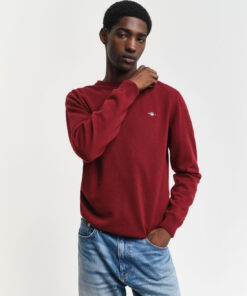 Gant Superfine Lambswool Crew Neck Jumper Plumped Red