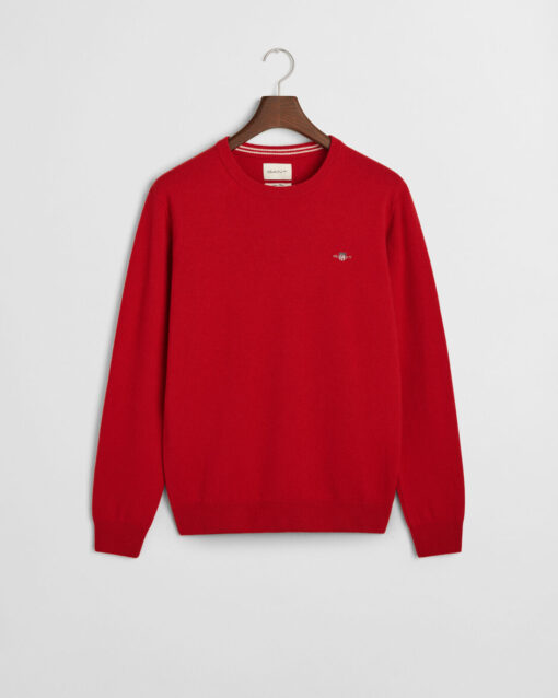 Gant Superfine Lambswool Crew Neck Jumper Bright Red