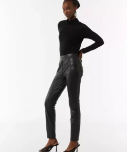 Comma, Faux Leather Trousers Black