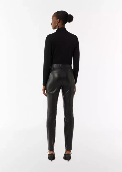 Comma, Faux Leather Trousers Black