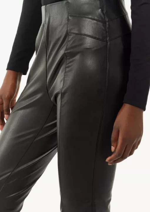 Comma, Faux Leather Trousers Black