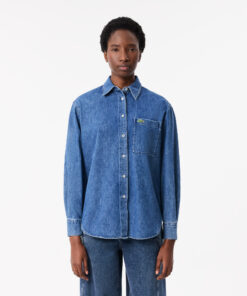 Lacoste Oversized Denim Shirt Blue