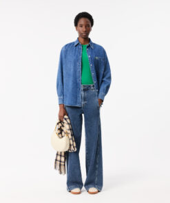 Lacoste Oversized Denim Shirt Blue