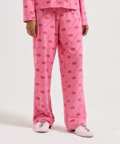 Juicy Couture Estelle & Nolan Pyjama Set Pink & Red Crown Print