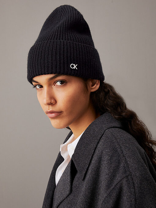 Calvin Klein Wool Cashmere Blend Beanie Black