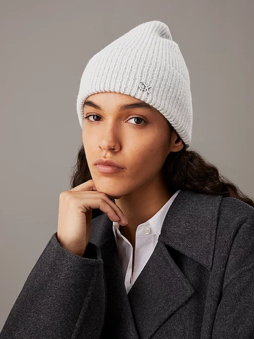 Calvin Klein Wool Cashmere Blend Beanie Pearl Grey