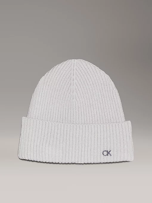 Calvin Klein Wool Cashmere Blend Beanie Pearl Grey