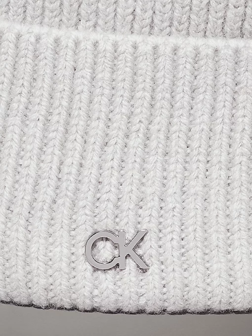 Calvin Klein Wool Cashmere Blend Beanie Pearl Grey
