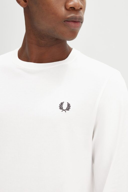 Fred Perry Long Sleeve Crew Neck T-shirt Snow White