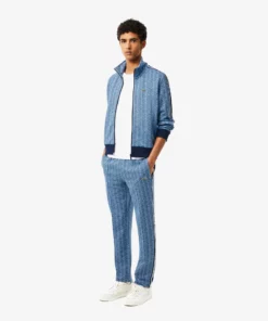 Lacoste Paris Jaquard Monogram Zipped Sweatshirt Light Blue/Blue