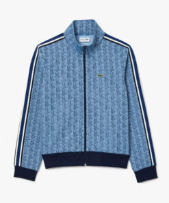 Lacoste Paris Jaquard Monogram Zipped Sweatshirt Light Blue/Blue