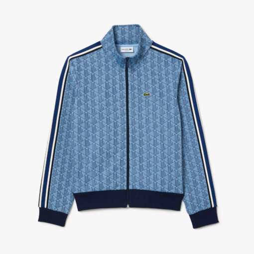 Lacoste Paris Jaquard Monogram Zipped Sweatshirt Light Blue/Blue