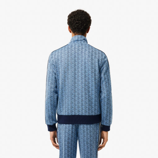 Lacoste Paris Jaquard Monogram Zipped Sweatshirt Light Blue/Blue