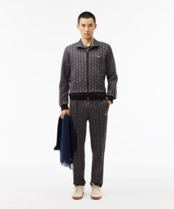 Lacoste Paris Jaquard Monogram Zipped Sweatshirt Black/Dark Grey