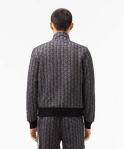 Lacoste Paris Jaquard Monogram Zipped Sweatshirt Black/Dark Grey