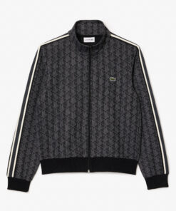 Lacoste Paris Jaquard Monogram Zipped Sweatshirt Black/Dark Grey