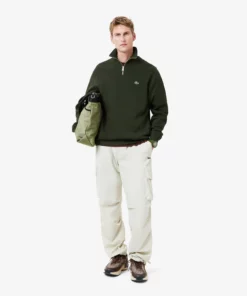Lacoste Zip-Up High Neck Interlock Sweatshirt Dark Khaki Green