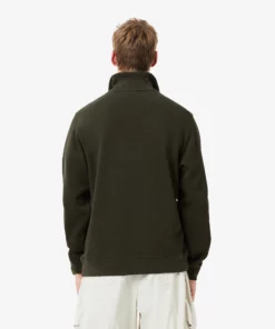 Lacoste Zip-Up High Neck Interlock Sweatshirt Dark Khaki Green