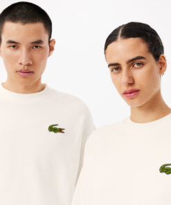 Lacoste Loose Fit Badge Accent Sweatshirt White