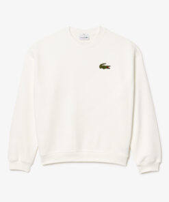 Lacoste Loose Fit Badge Accent Sweatshirt White