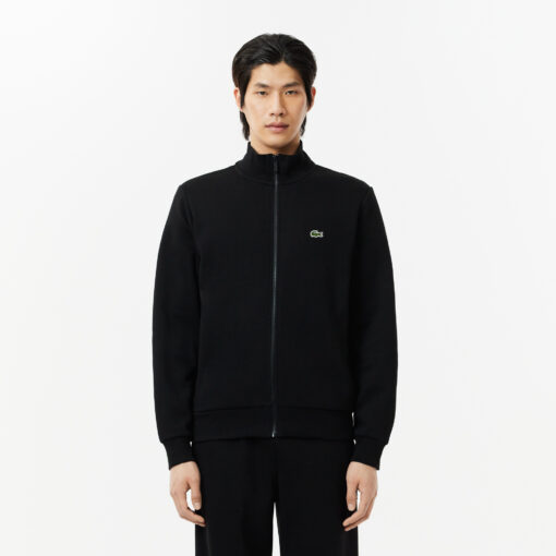 Lacoste Zip-Up High Neck Fleece Sweatshirt Black