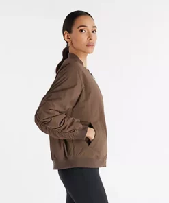 New Balance Graphic Woven Bomber Jacket Dark Mushroom