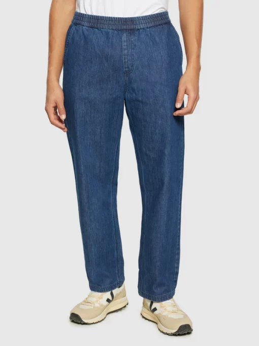 Knowledge Cotton Apparel Fig Loose Denim Pants Dark Blue Denim