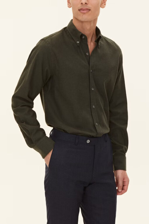 Oscar Jacobson Brushed Flannel Shirt Green