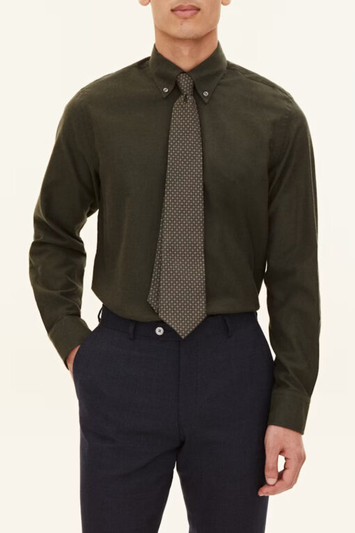 Oscar Jacobson Brushed Flannel Shirt Green