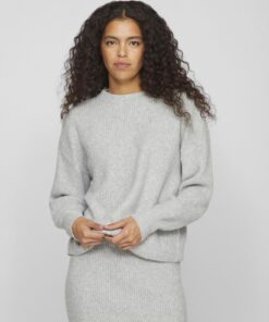 Vila Kachel Knit Light Grey Melange