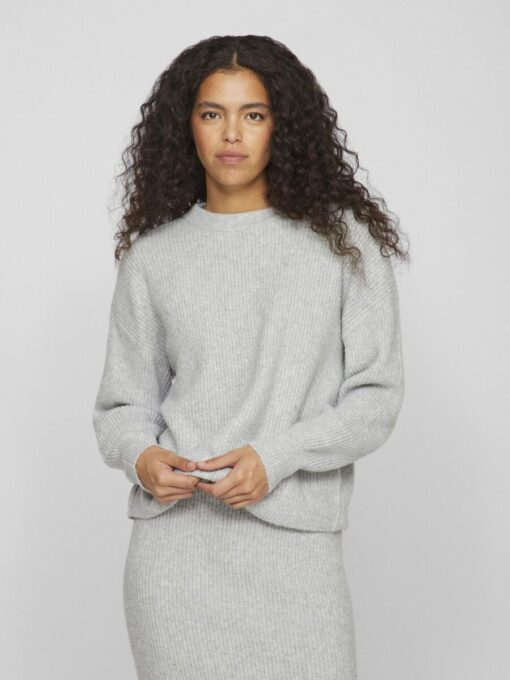 Vila Kachel Knit Light Grey Melange