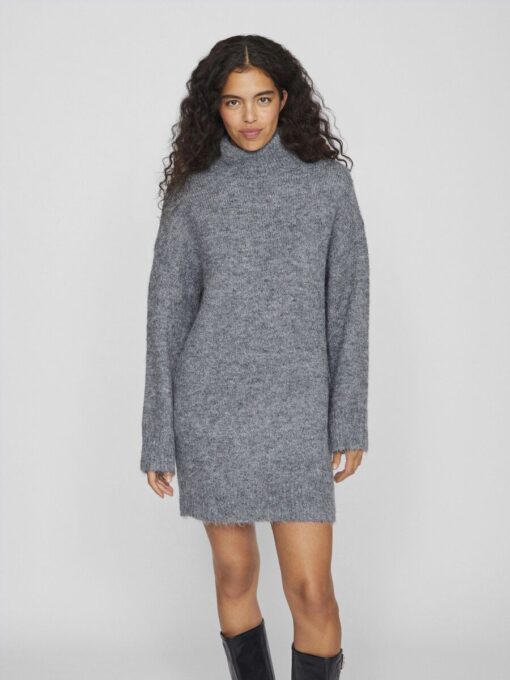 Vila Nynni Knit Dress Medium Grey Melange
